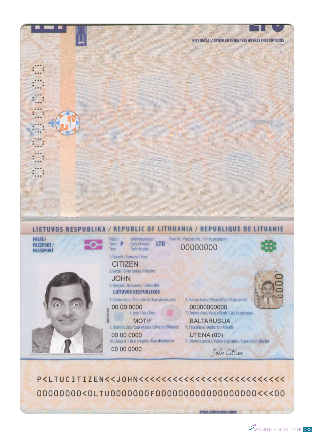 Download Lithuania passport new 2021 present Photoshop template